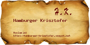 Hamburger Krisztofer névjegykártya